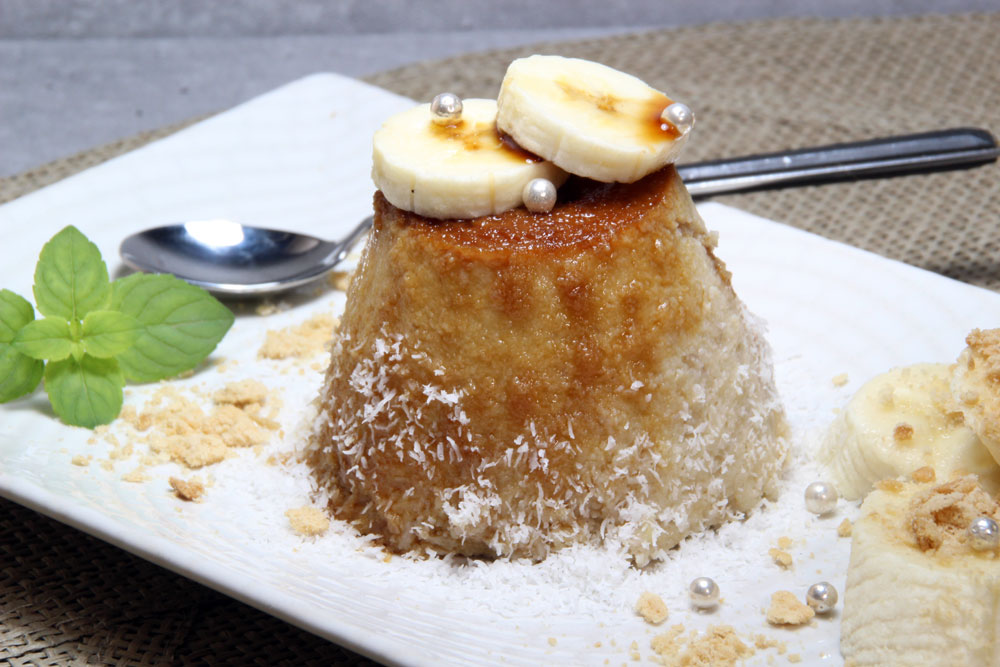 Pudding de plátano y coco