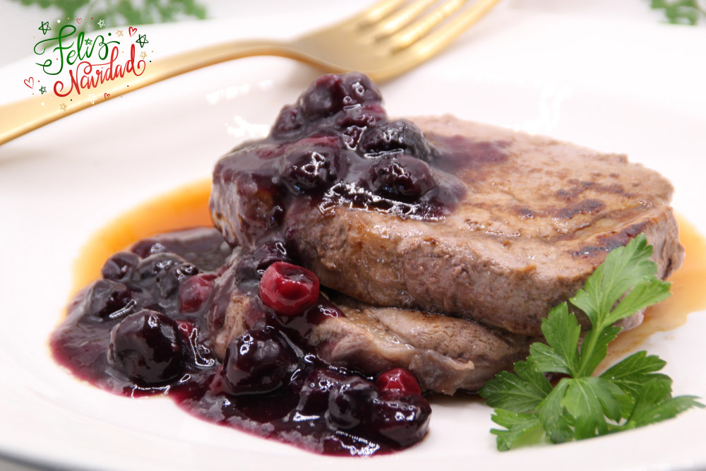 Lomo de ternera con frutos rojos
