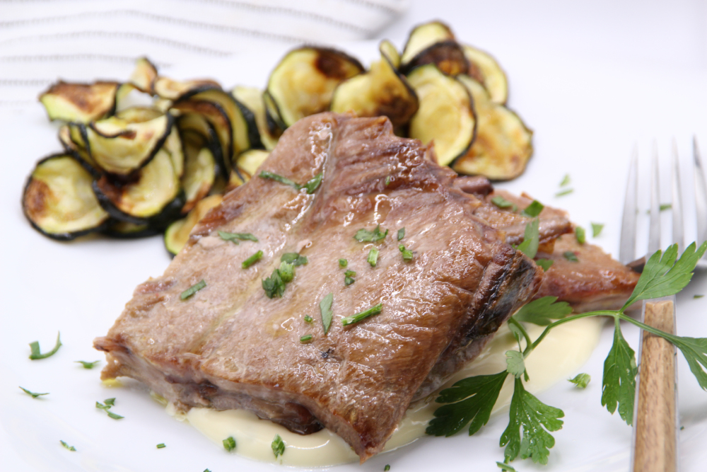 Atún braseado en salsa Blue Cheese